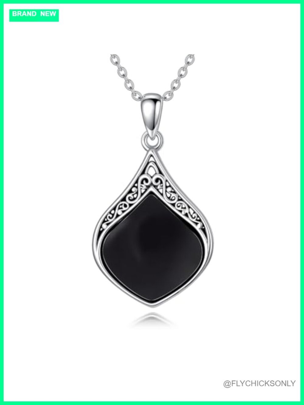 Teardrop Gemstone Necklace Sterling Silver Vintage Filigree Jewelry